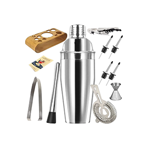 Set coctelera bartender de acero inoxidable de 750cc 12 pzs